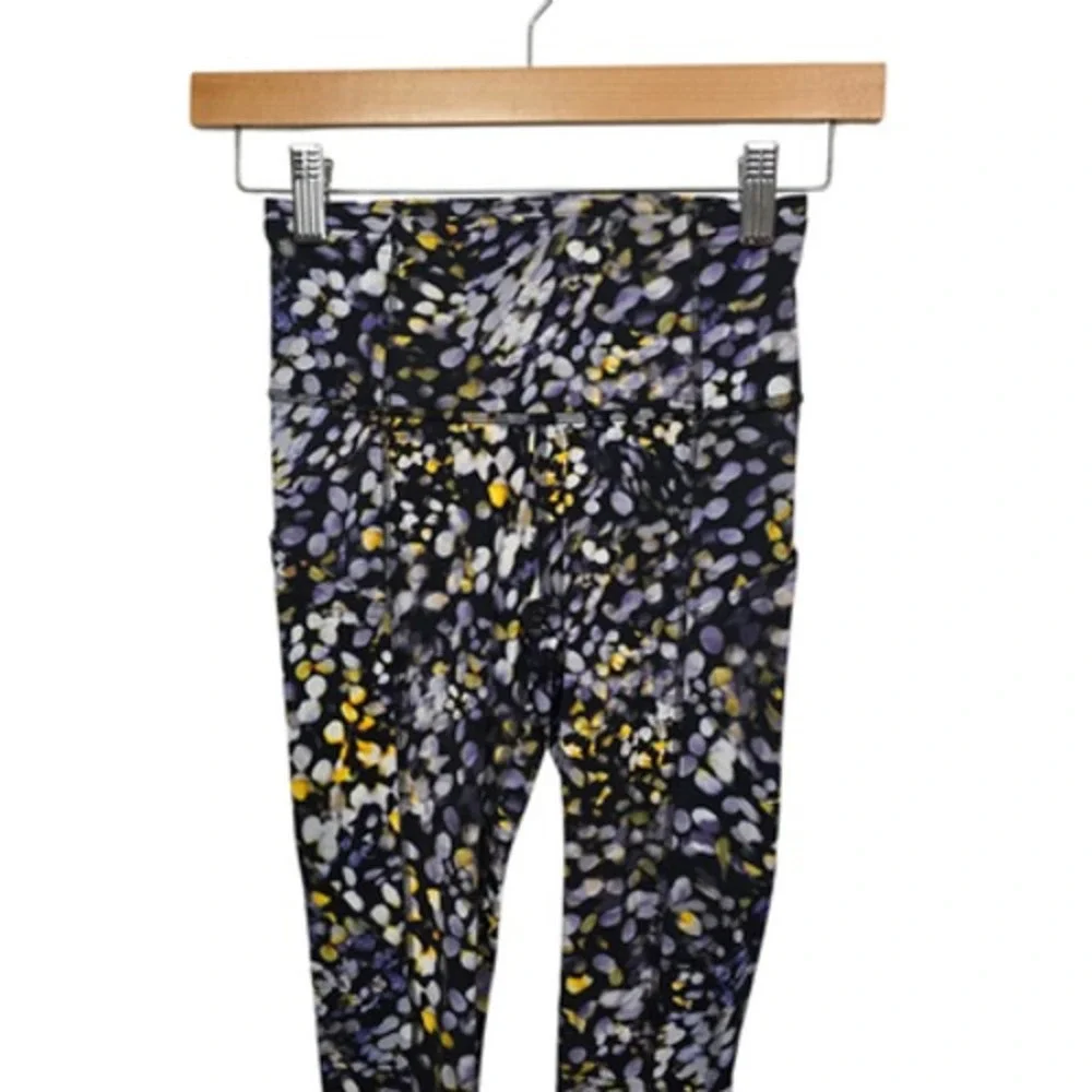 Lululemon‎ Leggings Womens 2 Black Purple Yellow High Rise Yoga Workout Printed
